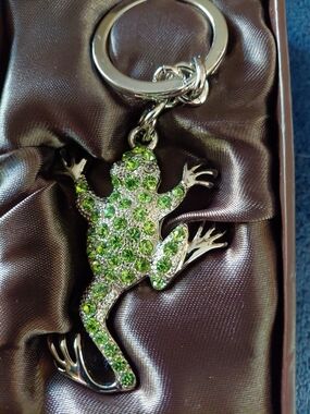Frog Argento SC Green Swarovski Crystal Frog Keychain New